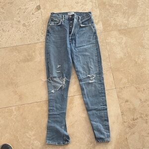Agolde High Rise Blue Distressed Jeans